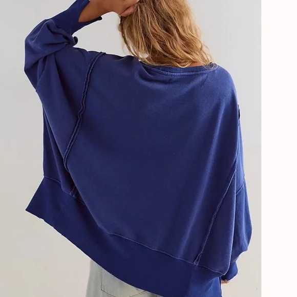 Free People We The Free Graphic Camden in Blue sz Large NWT - Picture 3 of 7